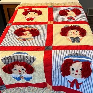 Raggedy Ann Quilt with Red and Blue Accents